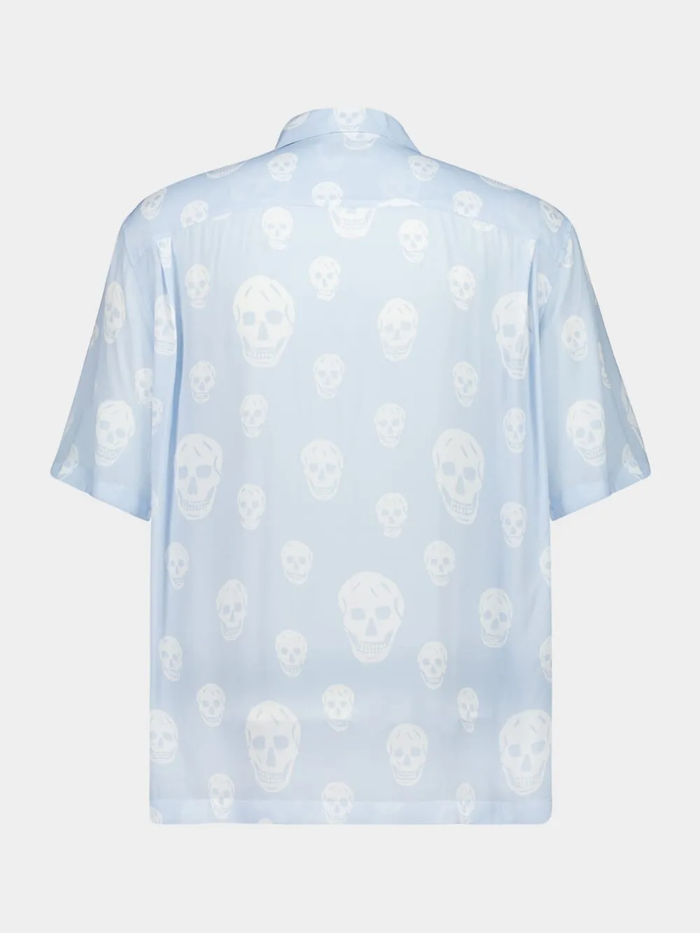 Light Blue Skull Print Hawaiian Shirt sold by Fashion Clinic product image thumbnail 4