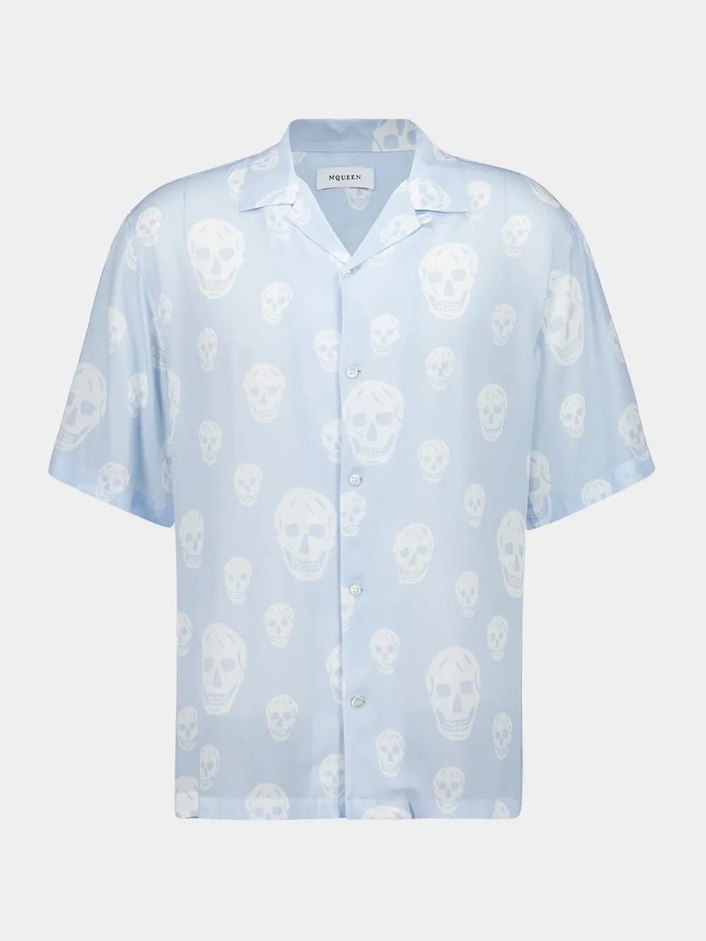 Light Blue Skull Print Hawaiian Shirt sold by Fashion Clinic product image thumbnail 2