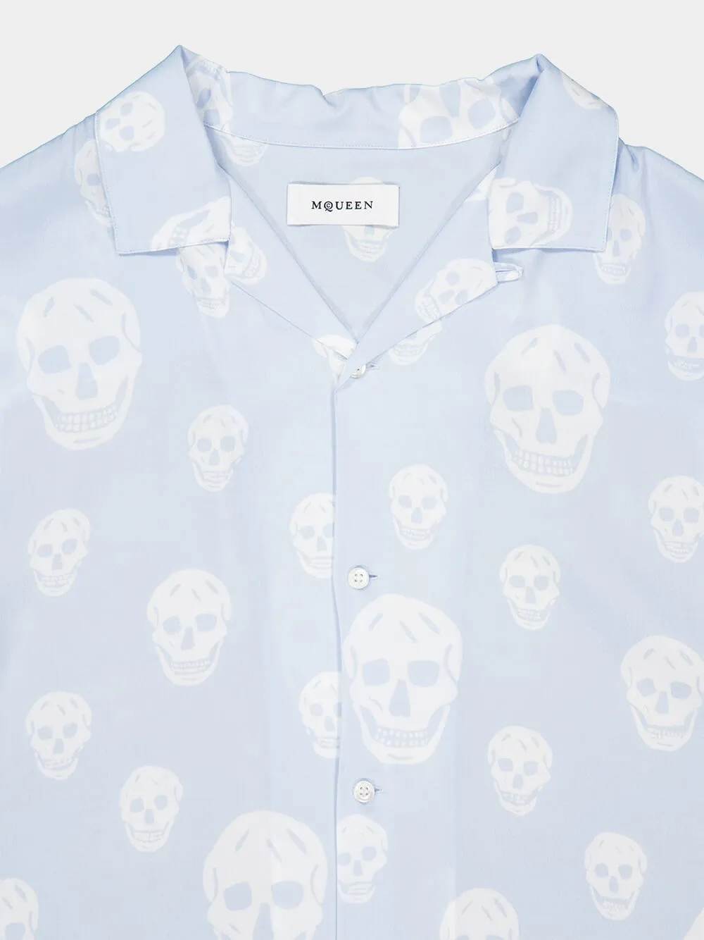 Light Blue Skull Print Hawaiian Shirt sold by Fashion Clinic product image thumbnail 5