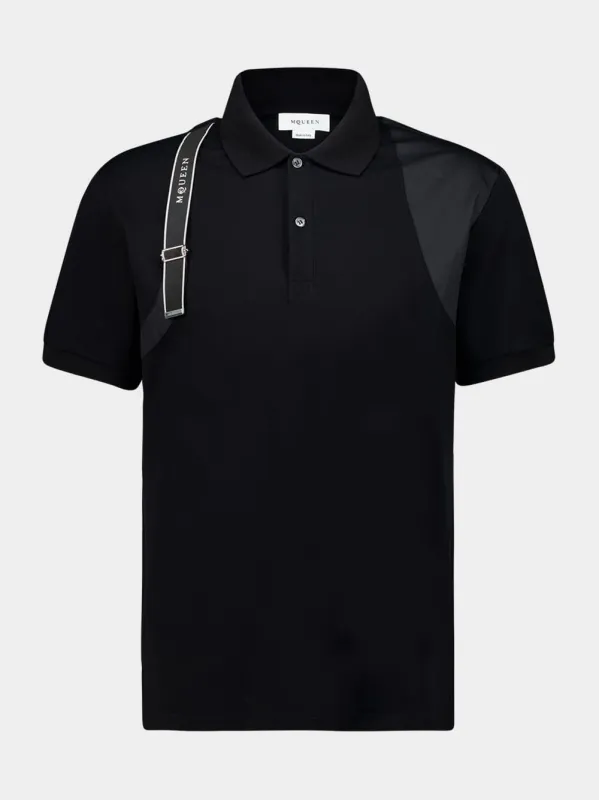 Black Harness Polo Shirt sold by Fashion Clinic