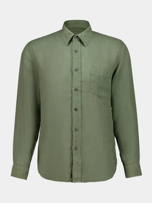 Khaki Linen Regular-Fit Shirt sold by Fashion Clinic