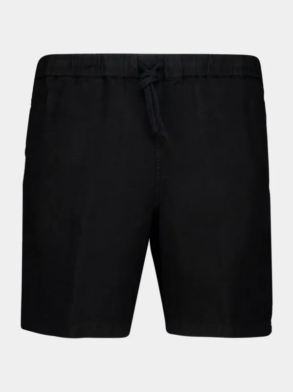 Black Linen Bermuda Shorts sold by Fashion Clinic