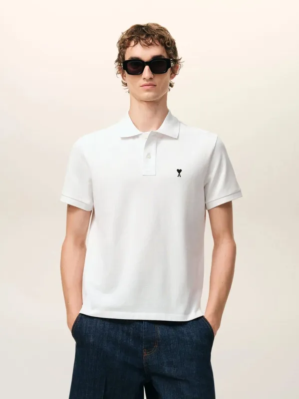 White Ami de Coeur Cotton Polo Shirt sold by Fashion Clinic