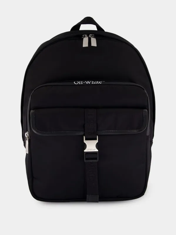 Black Outdoor Round Leather Backpack made by Off-White