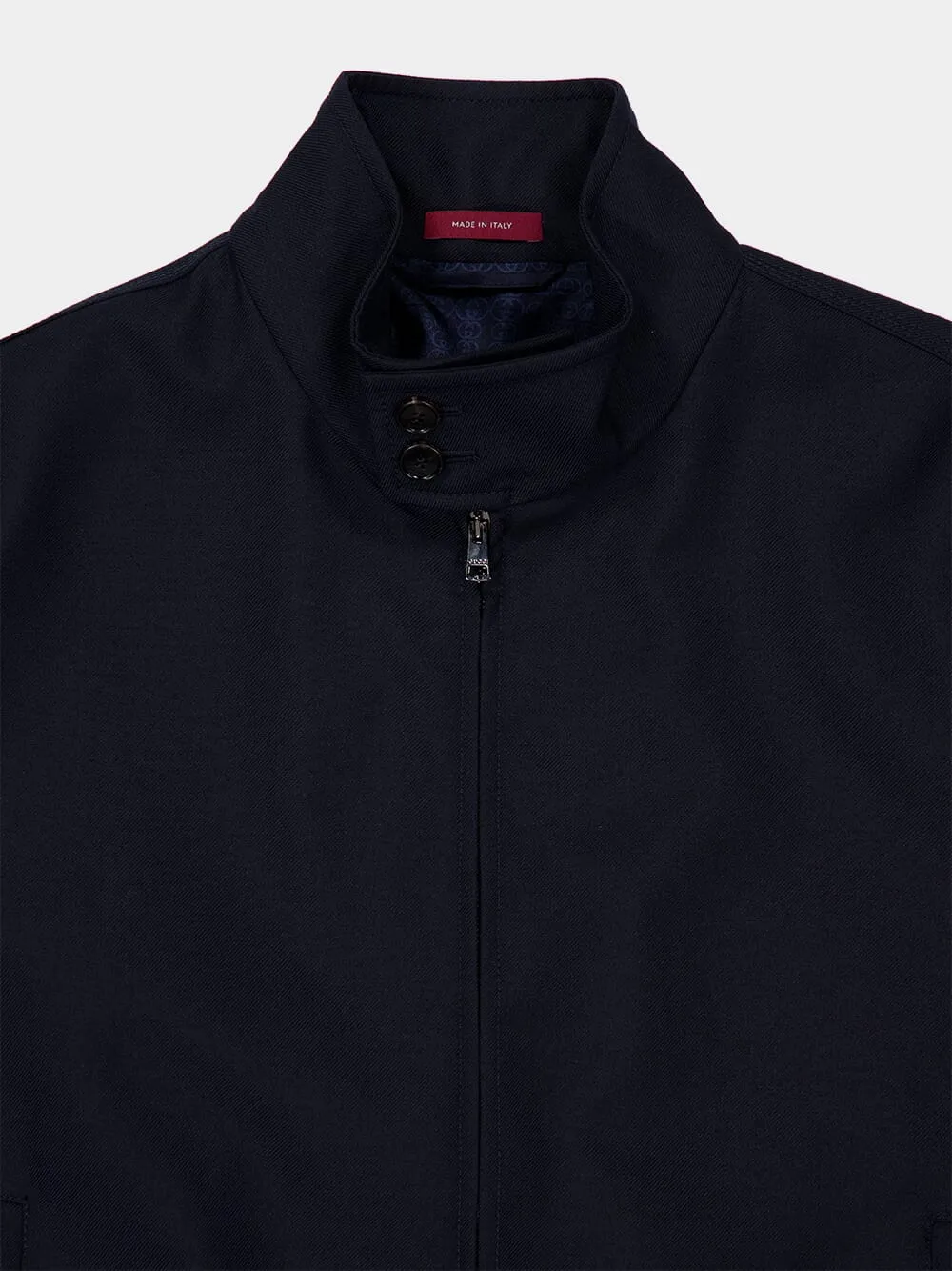 Blue Wool Blend Bomber Jacket sold by Fashion Clinic product image thumbnail 3