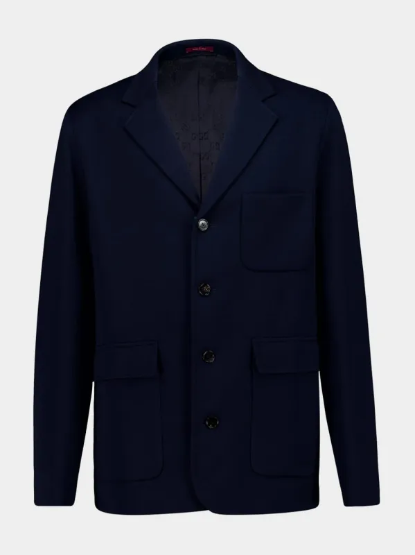 Dark Blue Cotton Jersey Blazer sold by Fashion Clinic