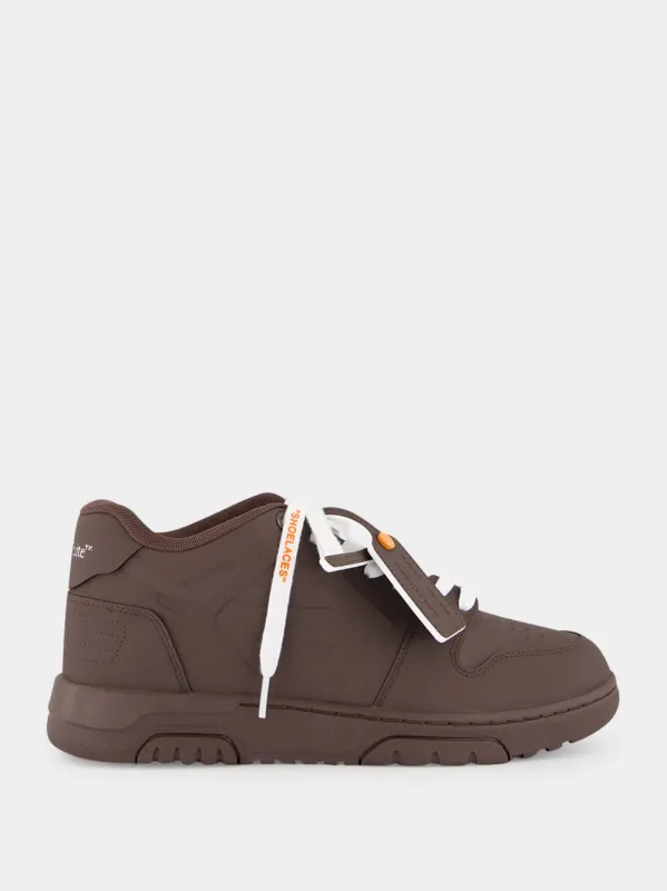 Brown and Orange Out of Office Molded Sneakers made by Off-White