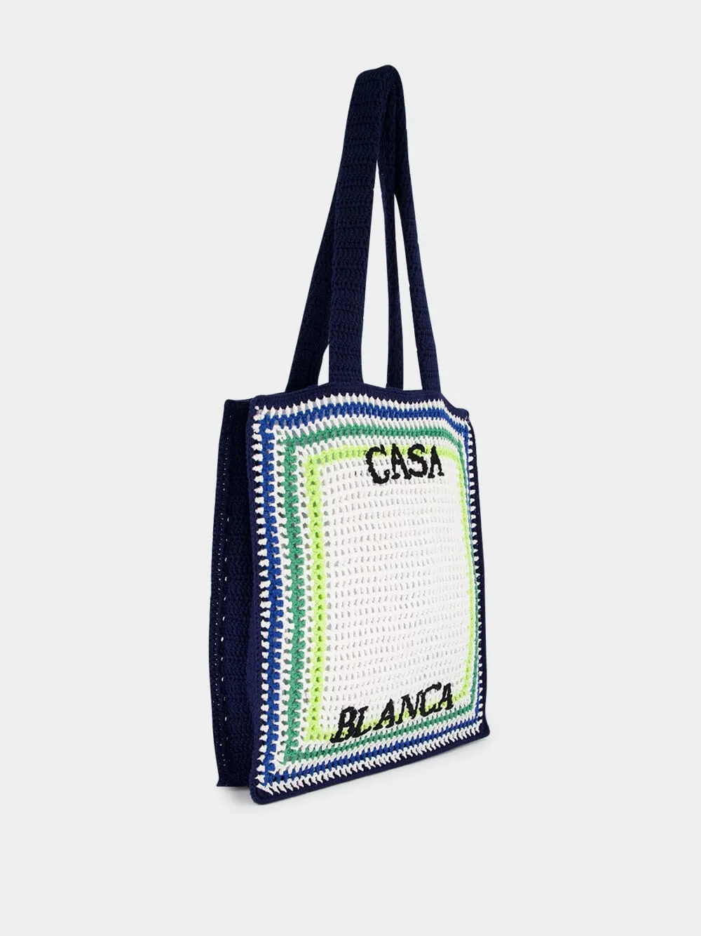 White Crochet Stripe Tote Bag sold by Fashion Clinic product image thumbnail 3