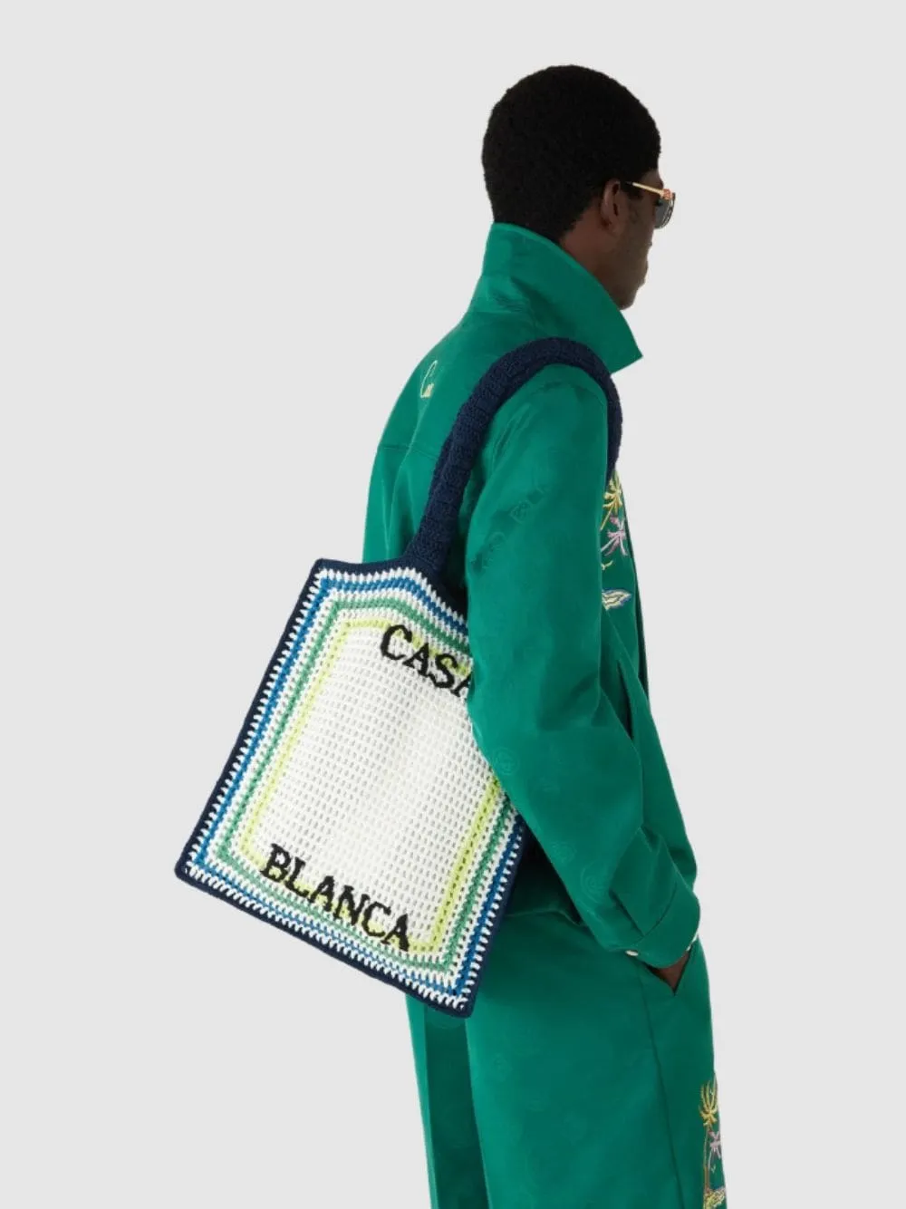 White Crochet Stripe Tote Bag sold by Fashion Clinic product image thumbnail 2