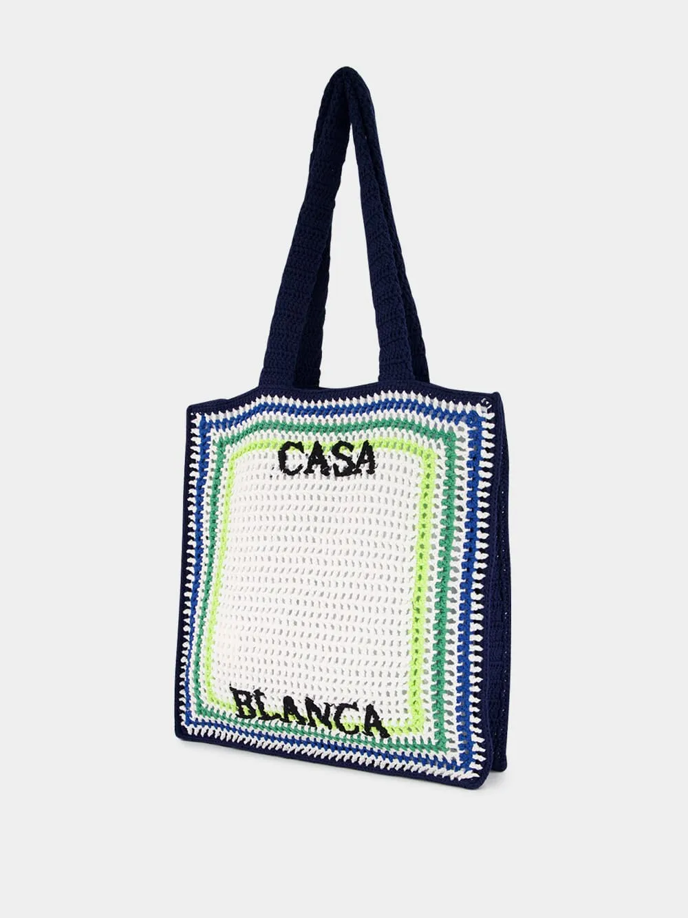 White Crochet Stripe Tote Bag sold by Fashion Clinic product image thumbnail 5