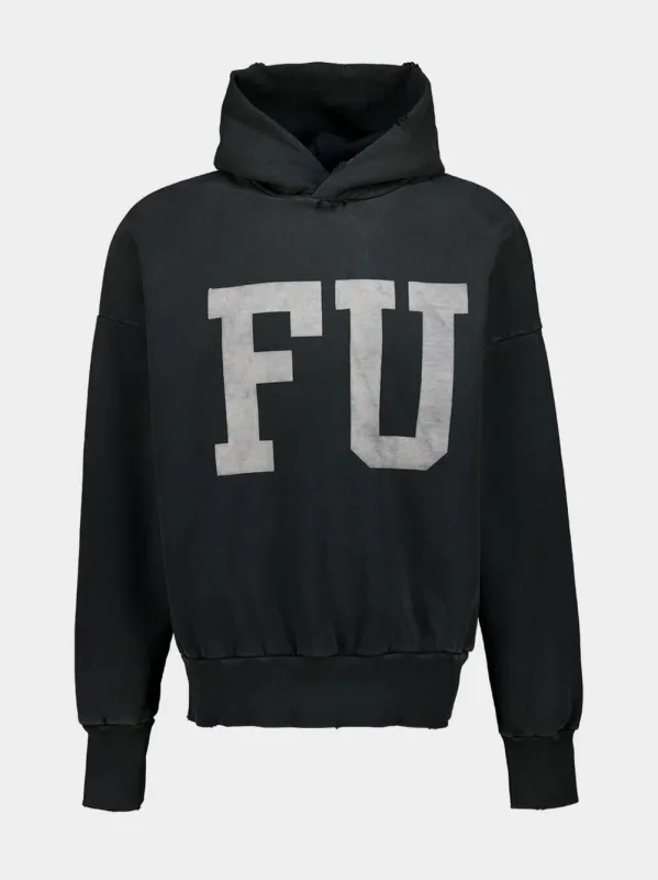 Black Cotton Qualified Hooded Sweatshirt sold by Fashion Clinic