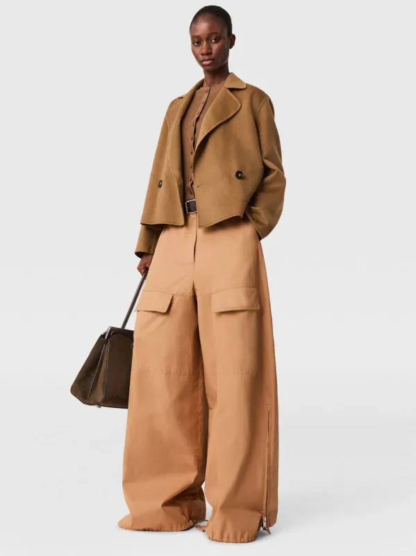 Tan Organic Cotton Cargo Trousers sold by Fashion Clinic