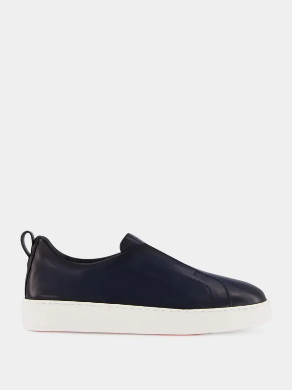 Blue Calf Leather Slip-On Sneakers sold by Fashion Clinic