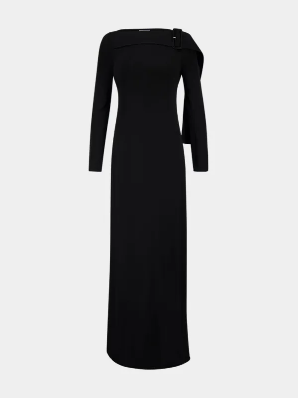 Black Buckle Jersey Long Dress sold by Fashion Clinic