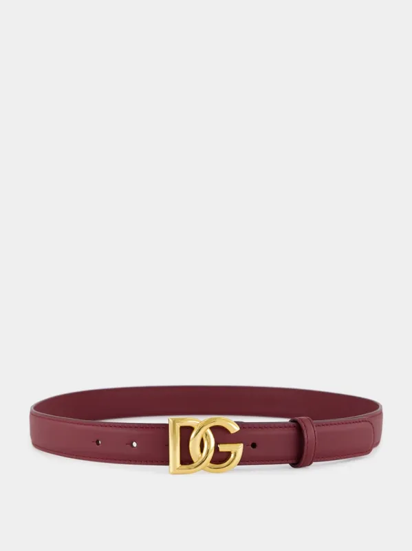 Bordeaux DG Logo Sunset Calfskin Belt sold by Fashion Clinic