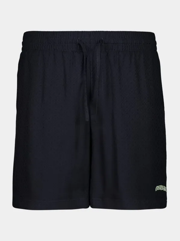 Black Volcano Jacquard Silk Shorts sold by Fashion Clinic