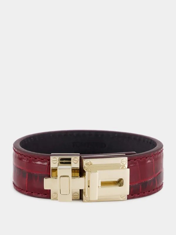 Ruby Red Leather and Brass Bracelet made by Tom Ford