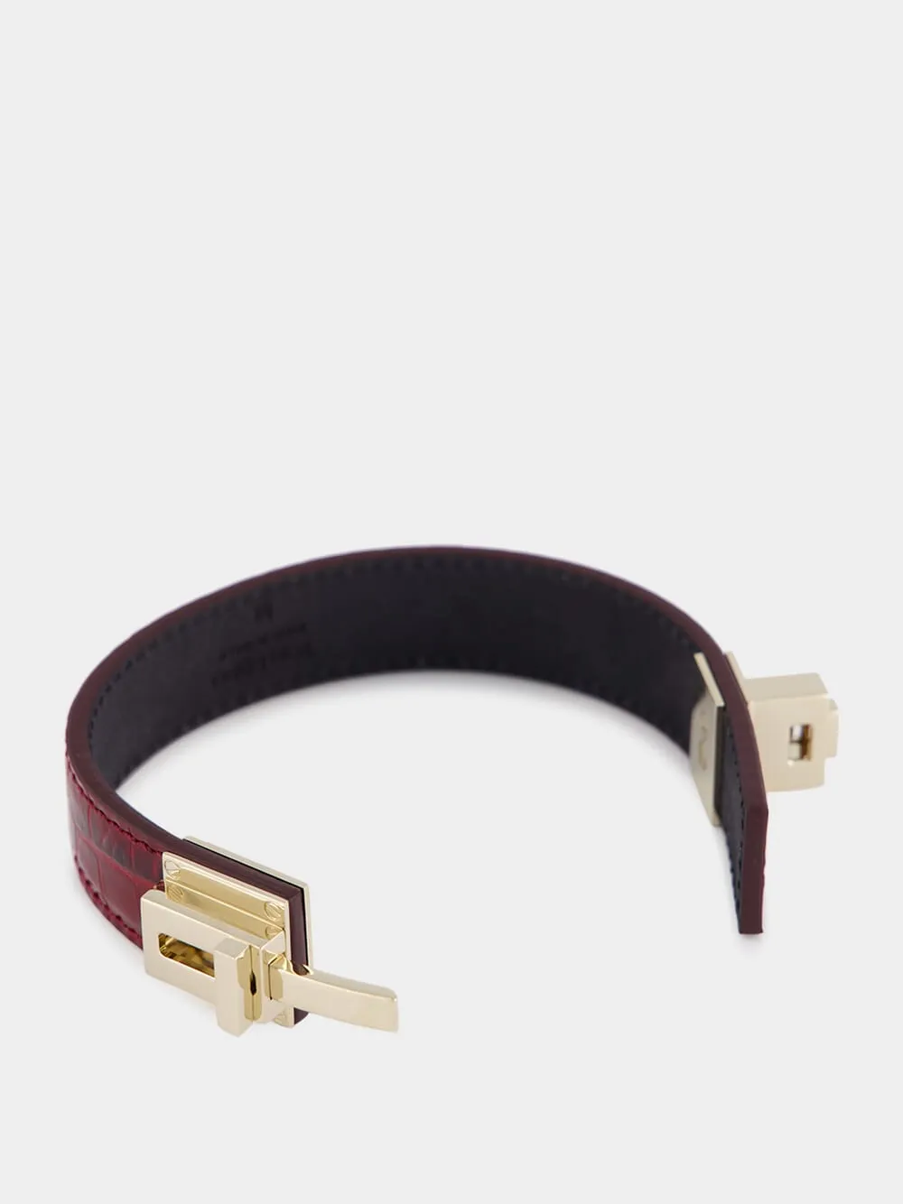 Ruby Red Leather and Brass Bracelet sold by Fashion Clinic product image thumbnail 4