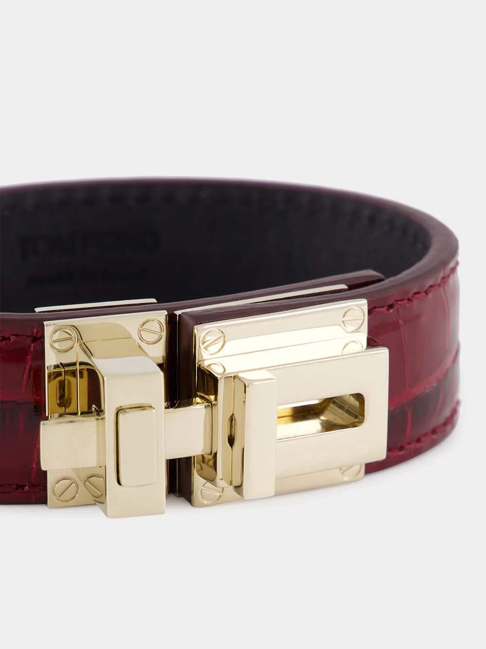 Ruby Red Leather and Brass Bracelet sold by Fashion Clinic product image thumbnail 3