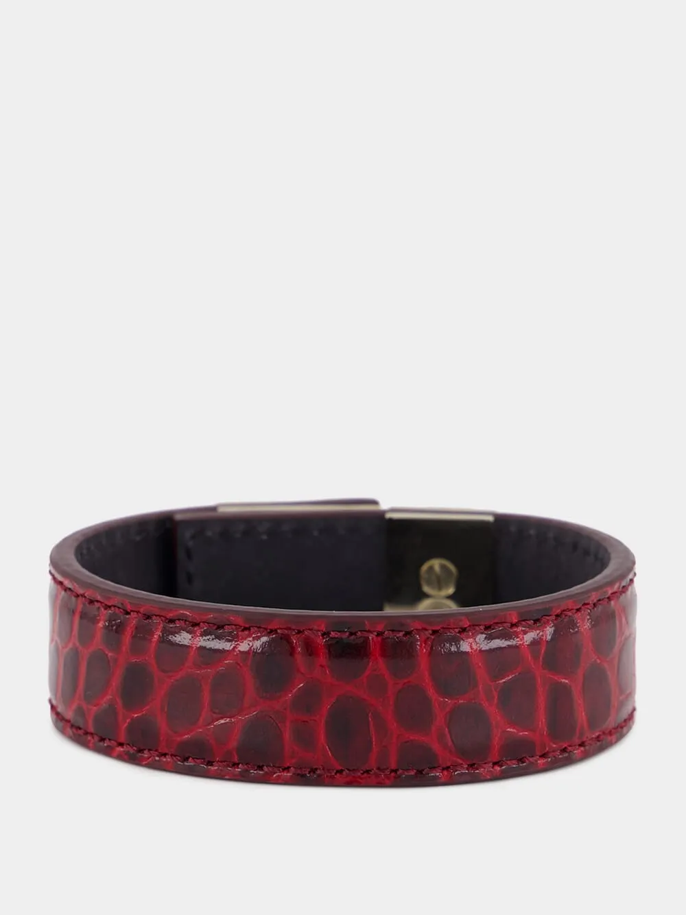 Ruby Red Leather and Brass Bracelet sold by Fashion Clinic product image thumbnail 2