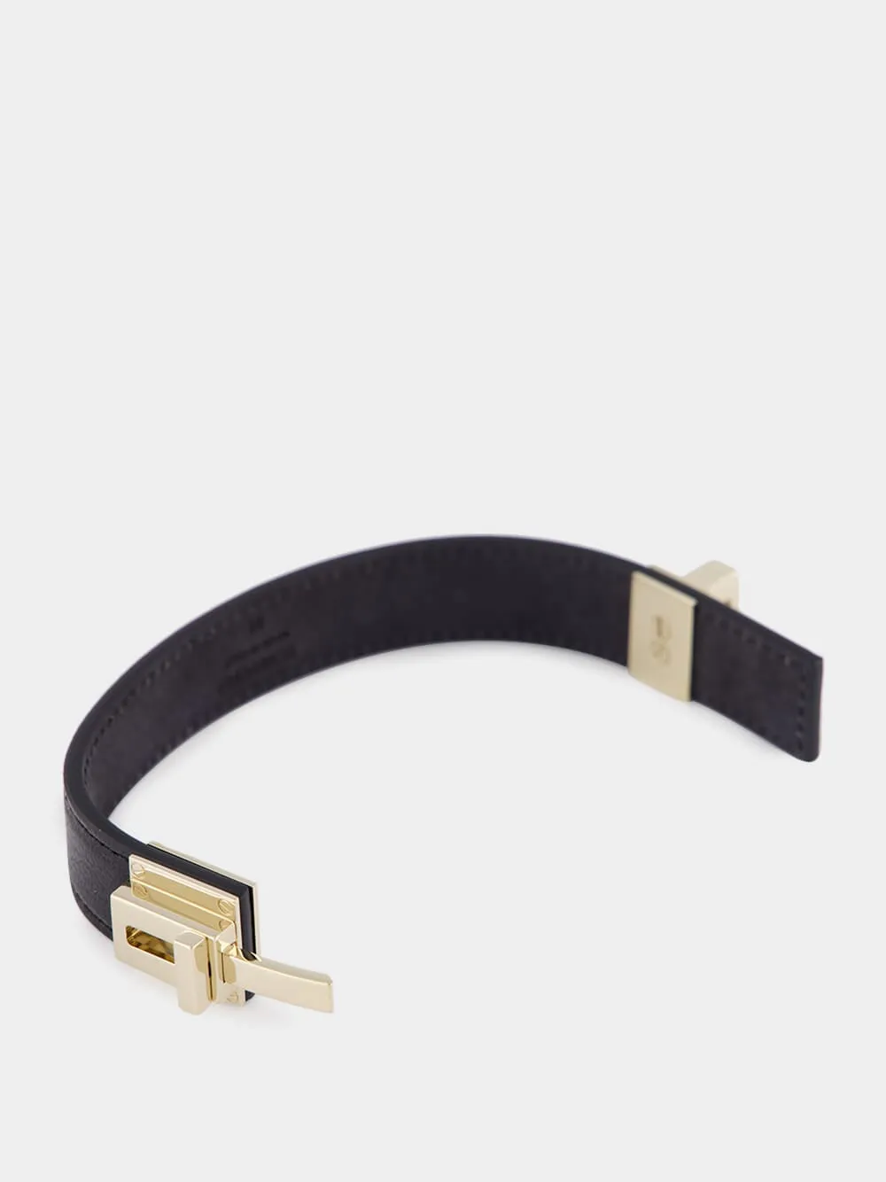 Black Leather and Brass Bracelet sold by Fashion Clinic product image thumbnail 4