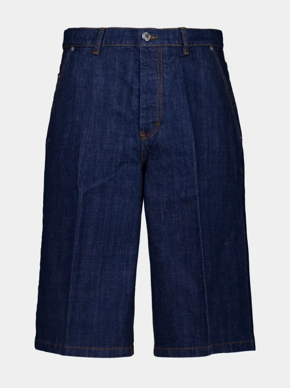 Indigo Loose Denim Shorts sold by Fashion Clinic