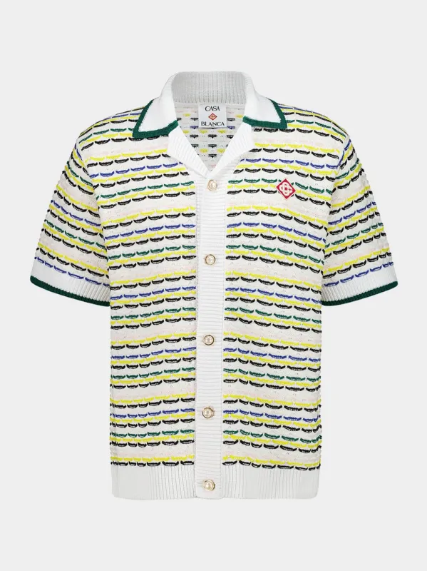Yellow and Green Tuck Stitch Cotton Button-Up Shirt sold by Fashion Clinic
