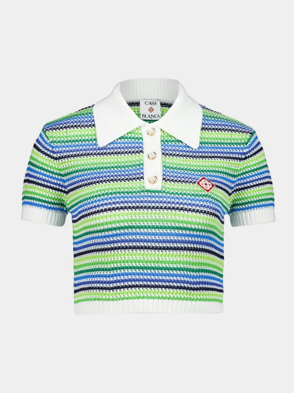 Green Stripe Short Sleeve Polo Shirt sold by Fashion Clinic