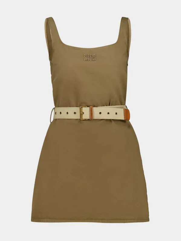 Khaki Belted Cotton Dress sold by Fashion Clinic