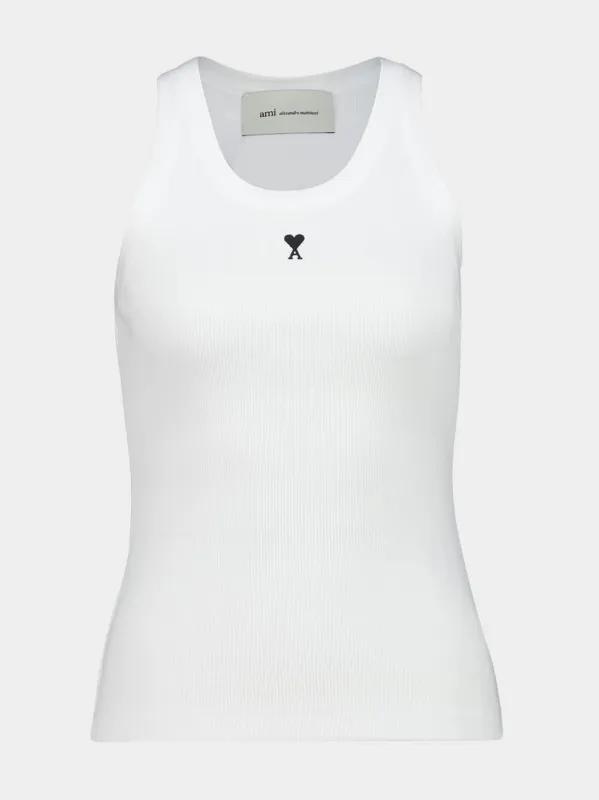 White Tank Top with Contrasted Ami de Coeur sold by Fashion Clinic