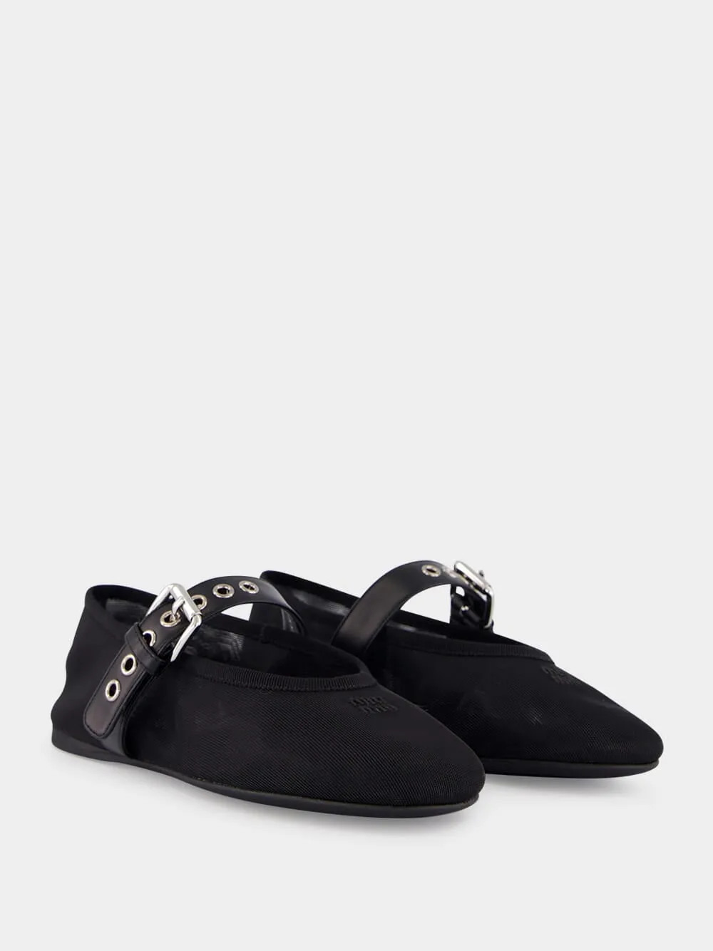 Black Mesh Ballerinas with Leather Strap sold by Fashion Clinic product image thumbnail 3