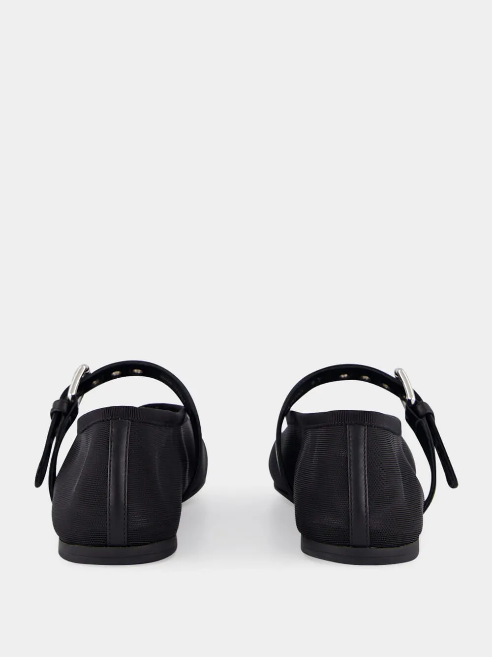 Black Mesh Ballerinas with Leather Strap sold by Fashion Clinic product image thumbnail 5