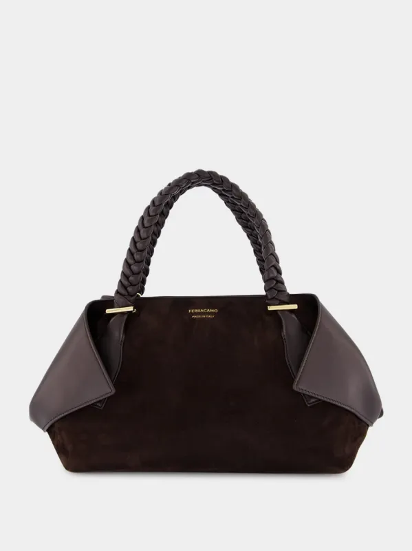 Medium Folded Scarf Bag in Brown Suede sold by Fashion Clinic