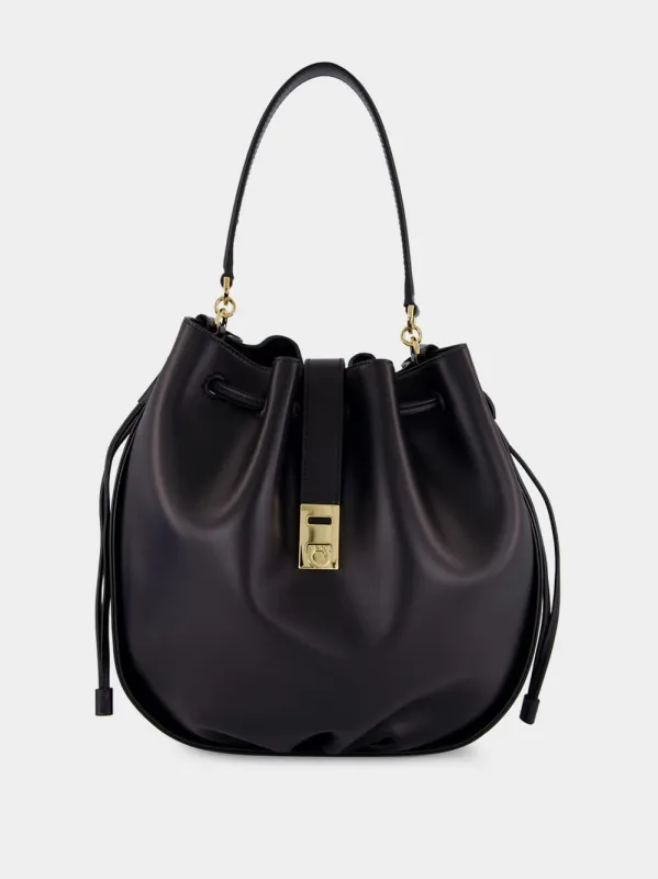 Black Calfskin Hug Bucket Bag sold by Fashion Clinic