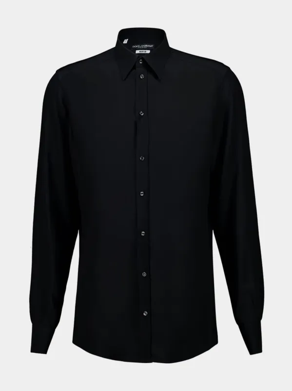 Black Silk Crêpe de Chine Martini Shirt made by Dolce & Gabanna