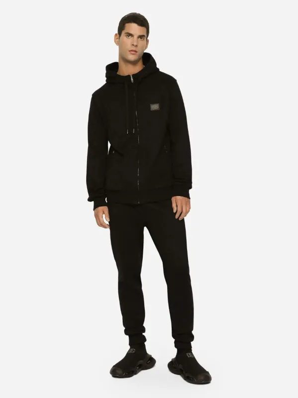 Black Jersey Zip-Up Sweatshirt sold by Fashion Clinic