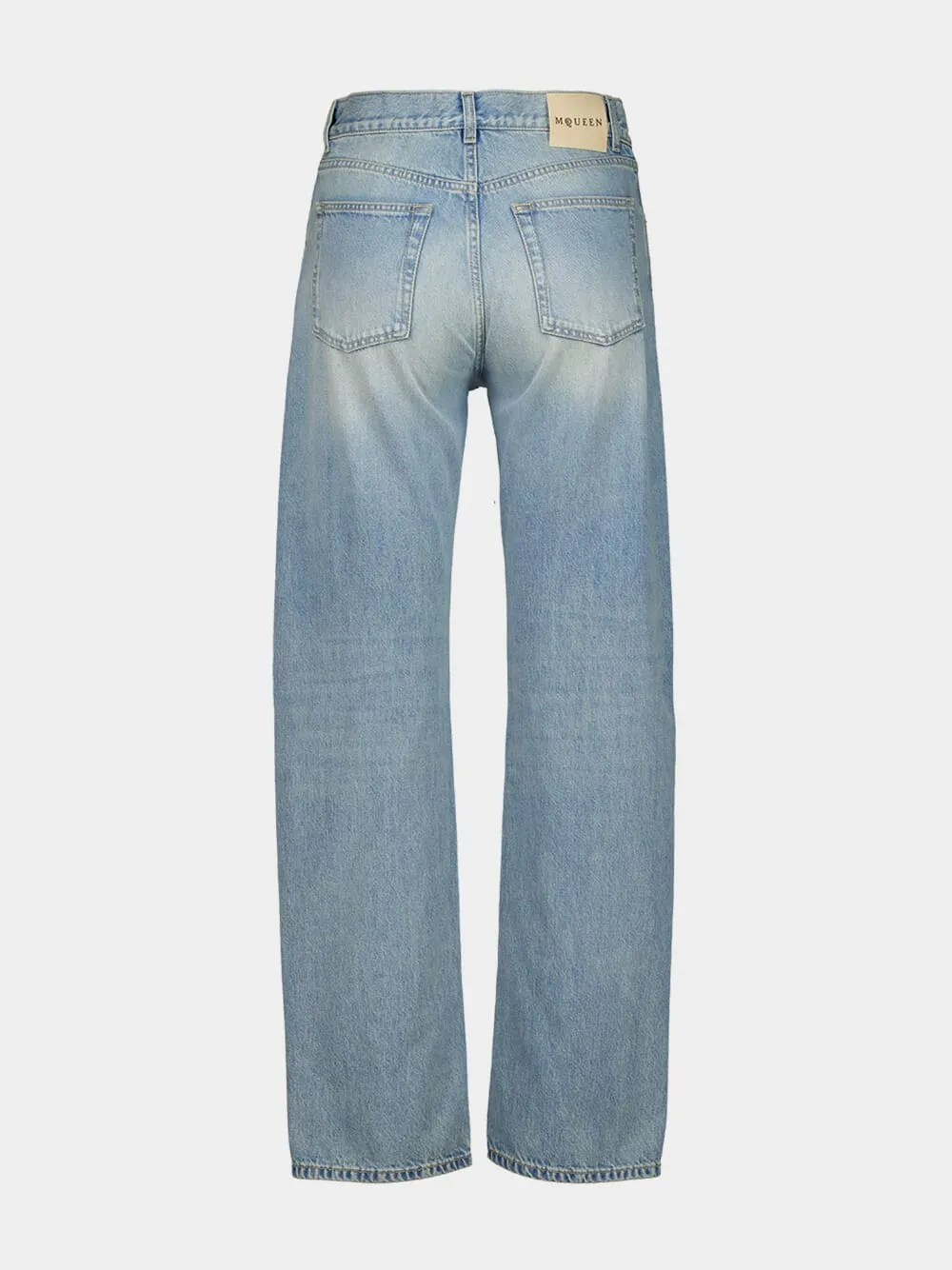Washed Blue Straight-Leg Denim Jeans sold by Fashion Clinic product image thumbnail 3