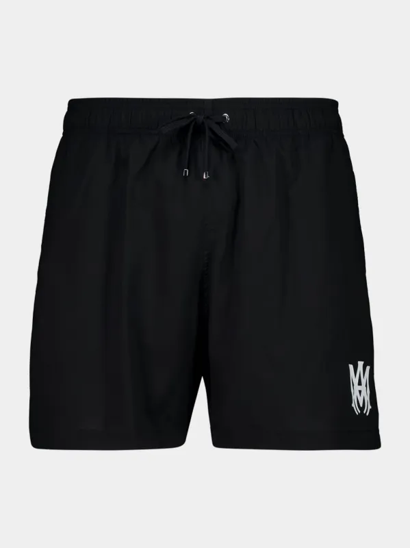 Black MA Core Logo Swim Trunk sold by Fashion Clinic