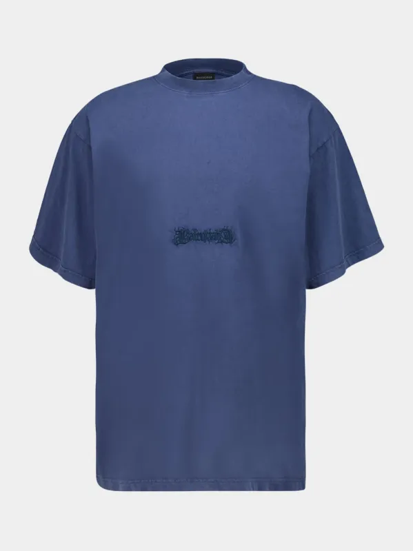 Blue Twisted Cotton T-Shirt made by Balenciaga