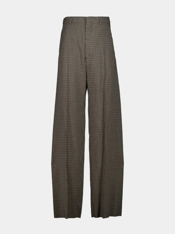 Checked Khaki and Brown Tailored Trousers sold by Fashion Clinic