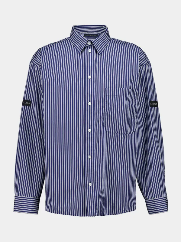 Blue Striped Oversized Cotton Shirt sold by Fashion Clinic