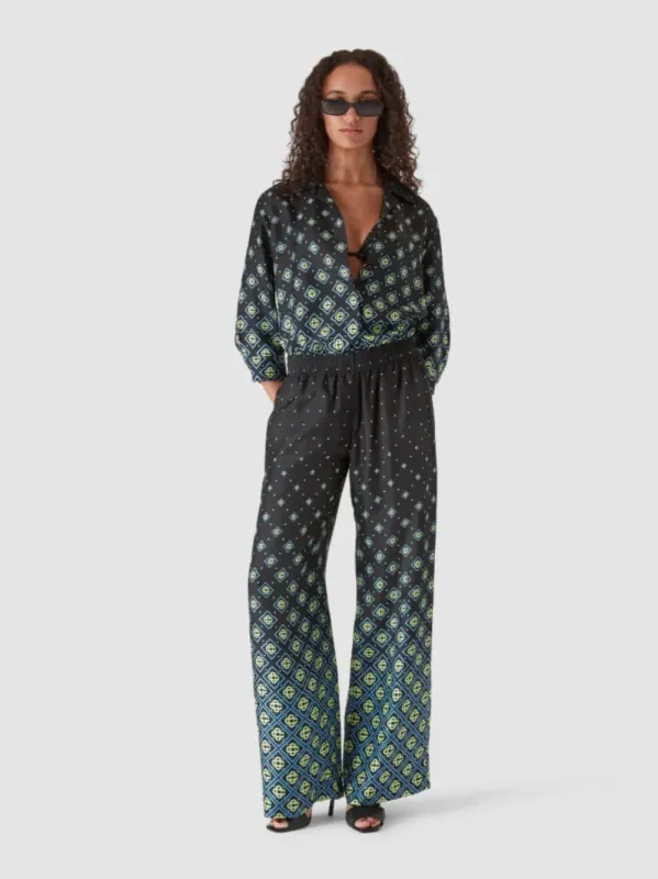 Black Degrade Monogram Long Sleeve Silk Shirt sold by Fashion Clinic