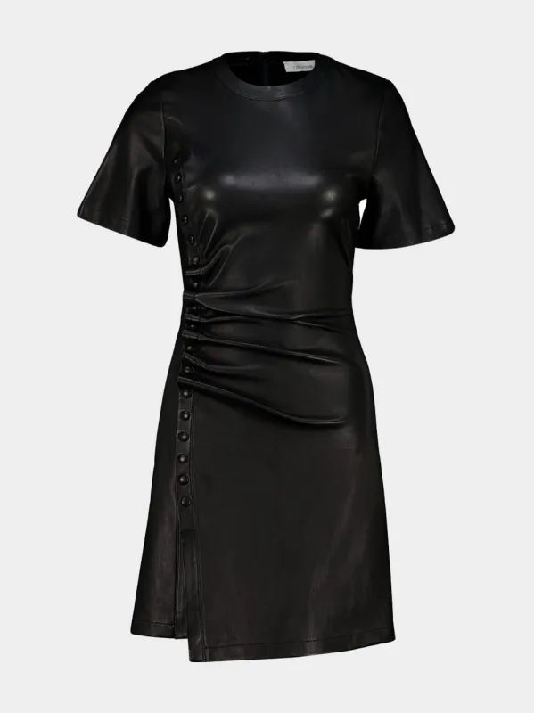 Black Short Gathered Dress in Lambskin made by Rabanne