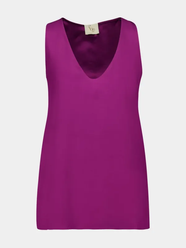 Serena Phlox Silk Tank-Top sold by Fashion Clinic