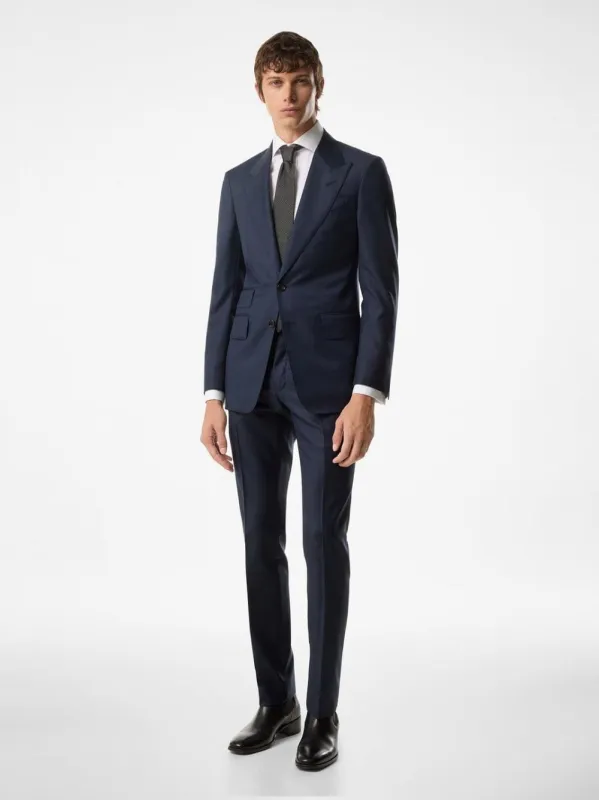 Shelton Sharkskin Suit in Navy sold by Fashion Clinic