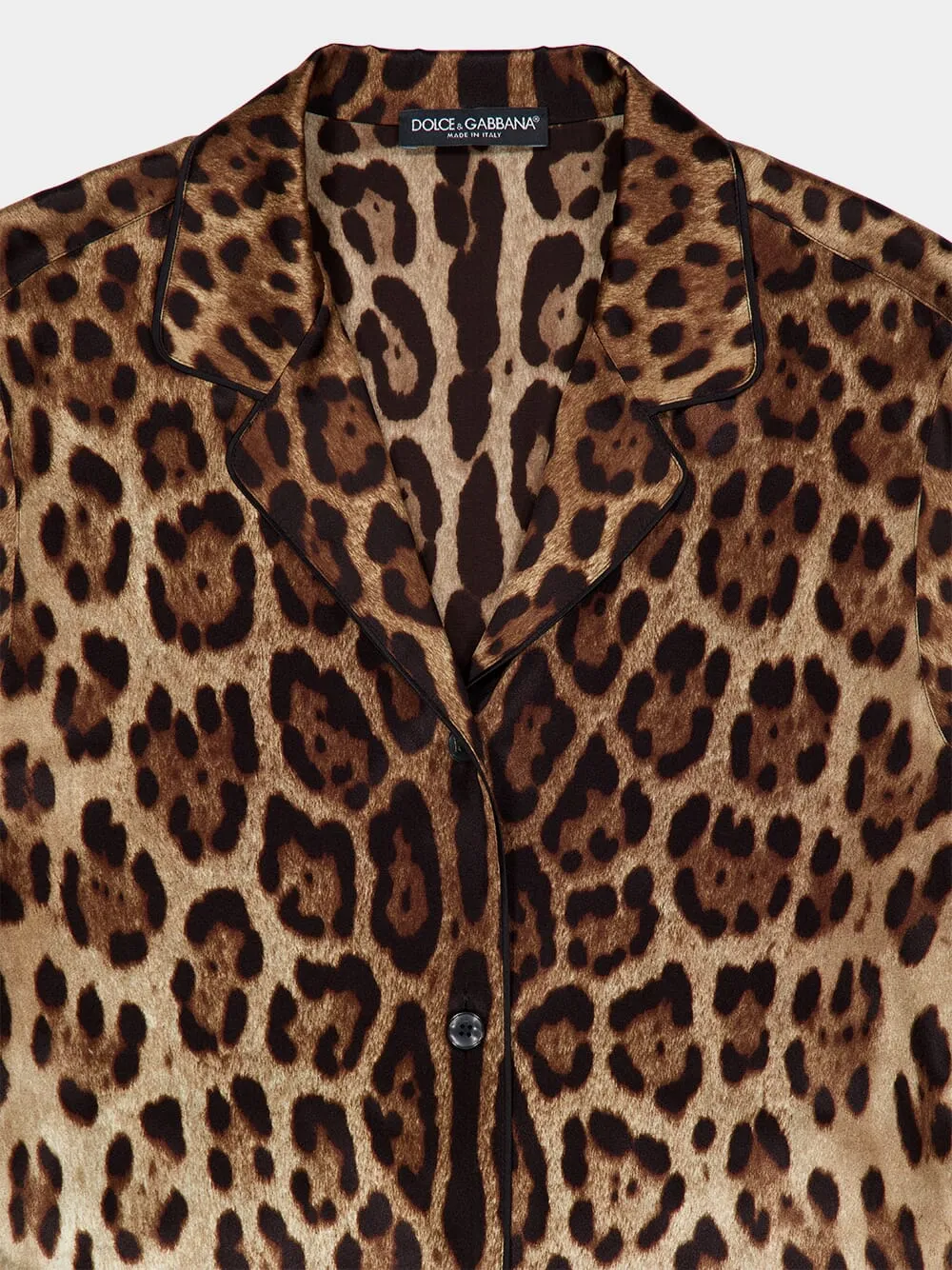 Leopard-Print Satin Pajama Shirt with Belt sold by Fashion Clinic product image thumbnail 5