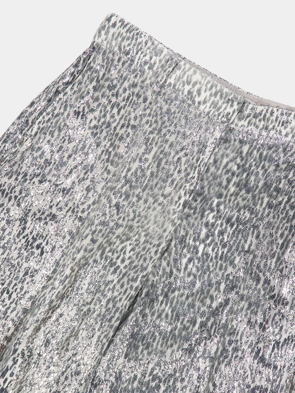 Silver Animal-Textured Lame Velvet Trousers sold by Fashion Clinic product image thumbnail 5