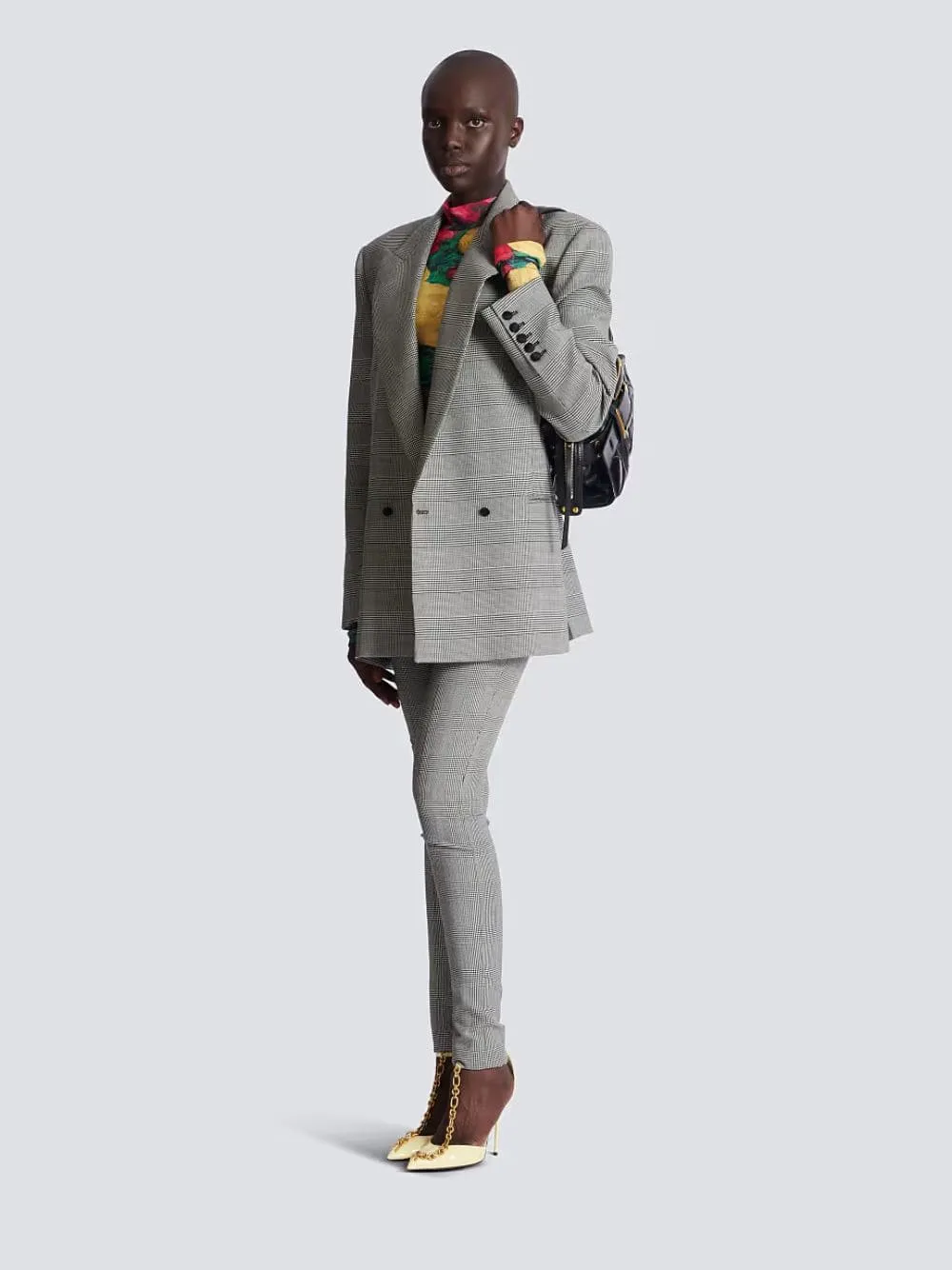 Black Oversized Prince of Wales Jacquard Jacket sold by Fashion Clinic product image thumbnail 2