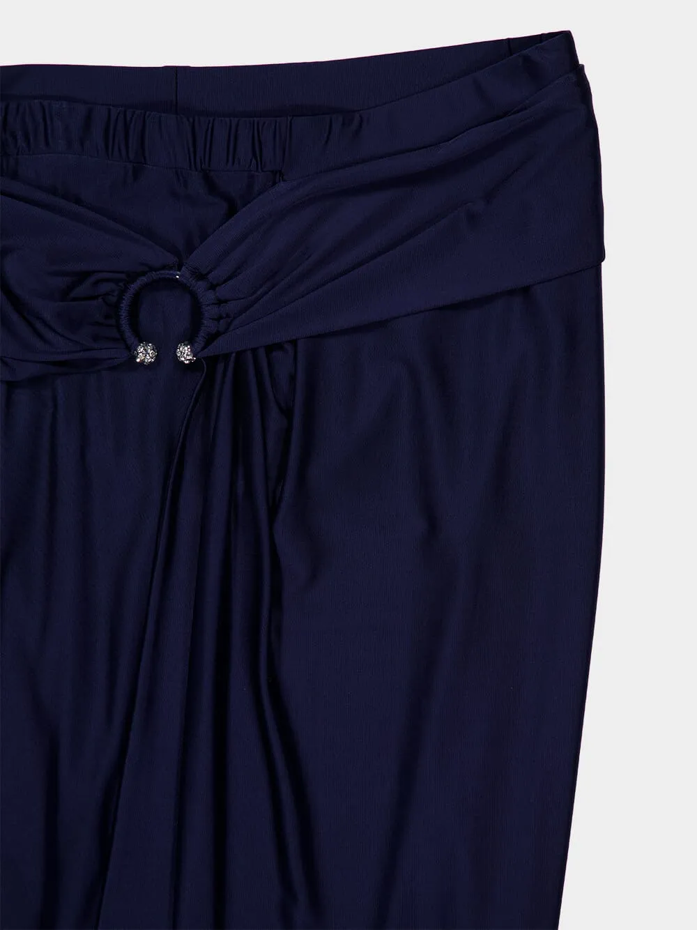 Navy Piercing Detail Midi Jersey Skirt sold by Fashion Clinic product image thumbnail 5