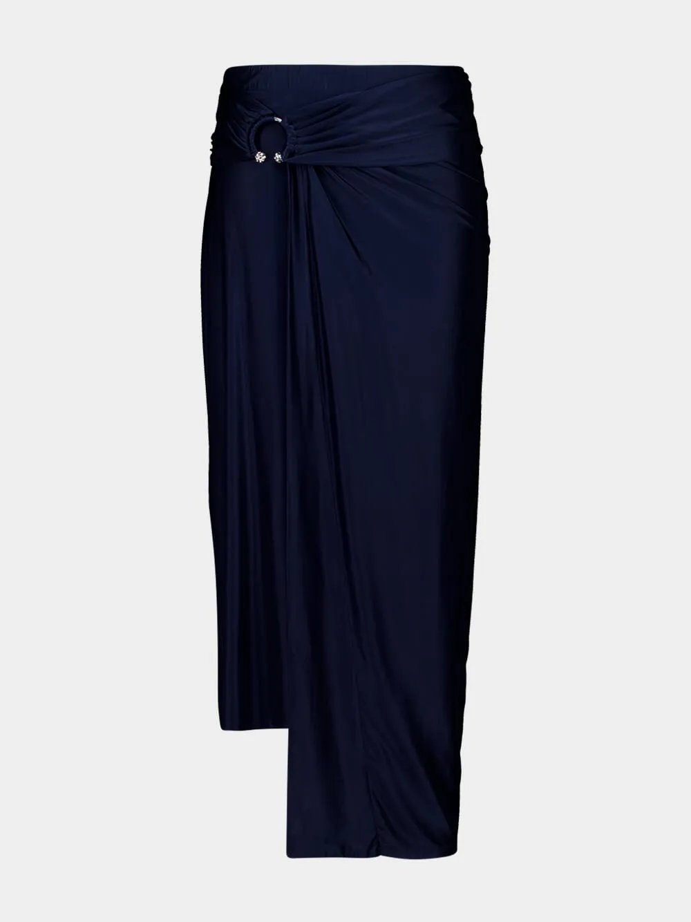 Navy Piercing Detail Midi Jersey Skirt sold by Fashion Clinic